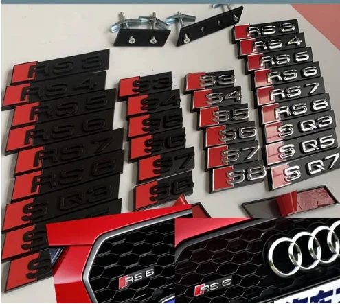 

For S3 S4 S5 S6 S7 S8 A3 A4 A5 A6 A7 ABS Car Front Grille Badge Logo Exterior Modification Accessories Decoration