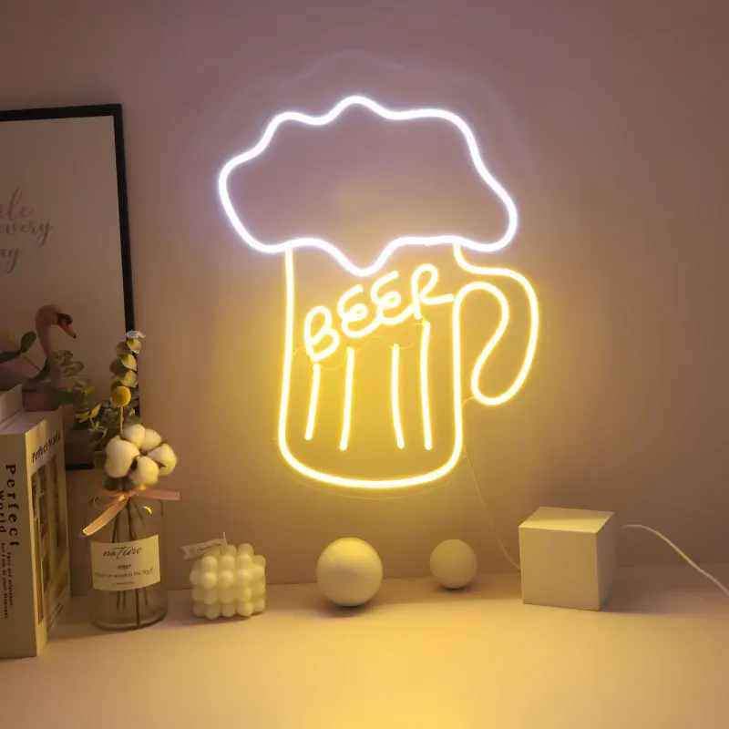 

Hamburger Beer Shaped Neon Sign Led Neon Light Decorative Lights Wall Decor for Restaurant Bar Hamburger Fries Tomato Neon Sign