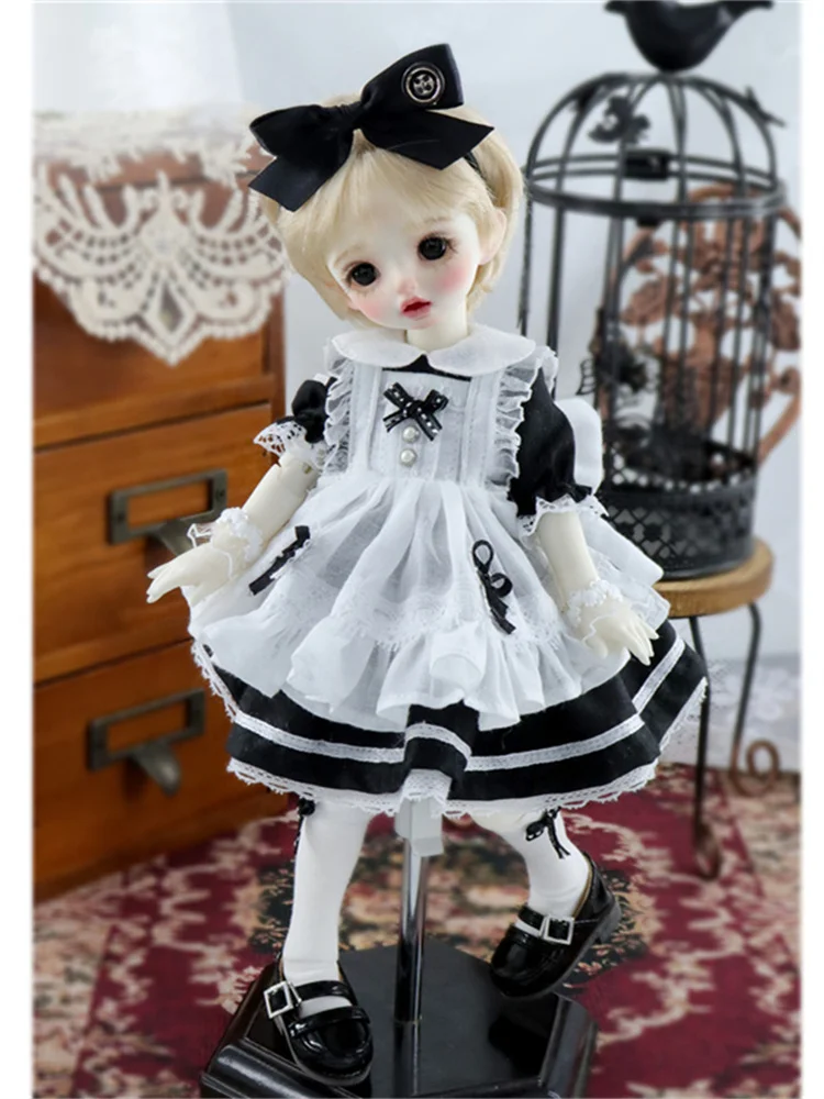 

New Arrival BJD Doll Clothes Maid Dress for 1/3 1/4 1/6 SD MSD MDD YOSD White Apron Doll Accessories