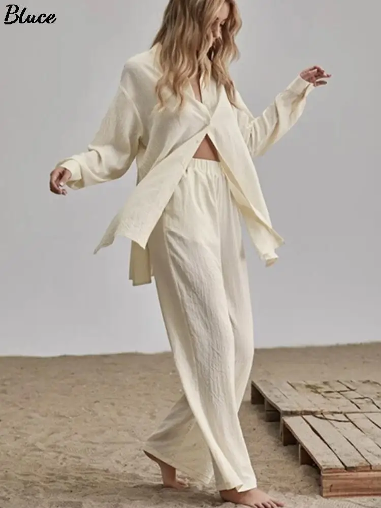Elegant Women Shirt Trouser 2 Pieces 