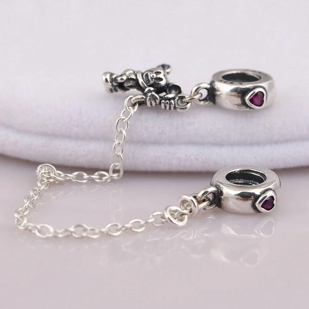 Аутентичный 925-й стерлинговый серебряный бусинный механизм Disn для крепления цепочки безопасности, подходящий для модных женских браслетов и браслетов, подарок, украшение, изготовленное своими руками.