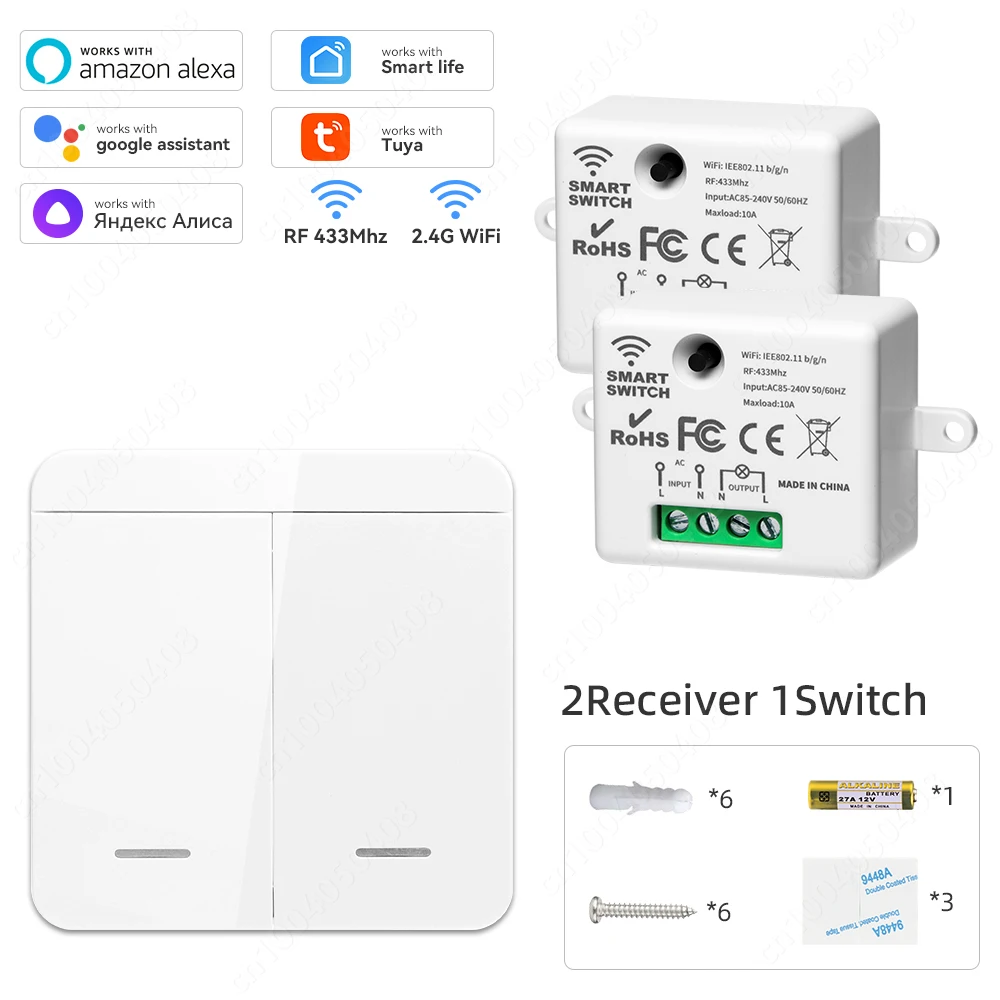 

Умный RF 433MHz выключатель SZKOSTON 1/2/3 Gang для Alexa Google Home