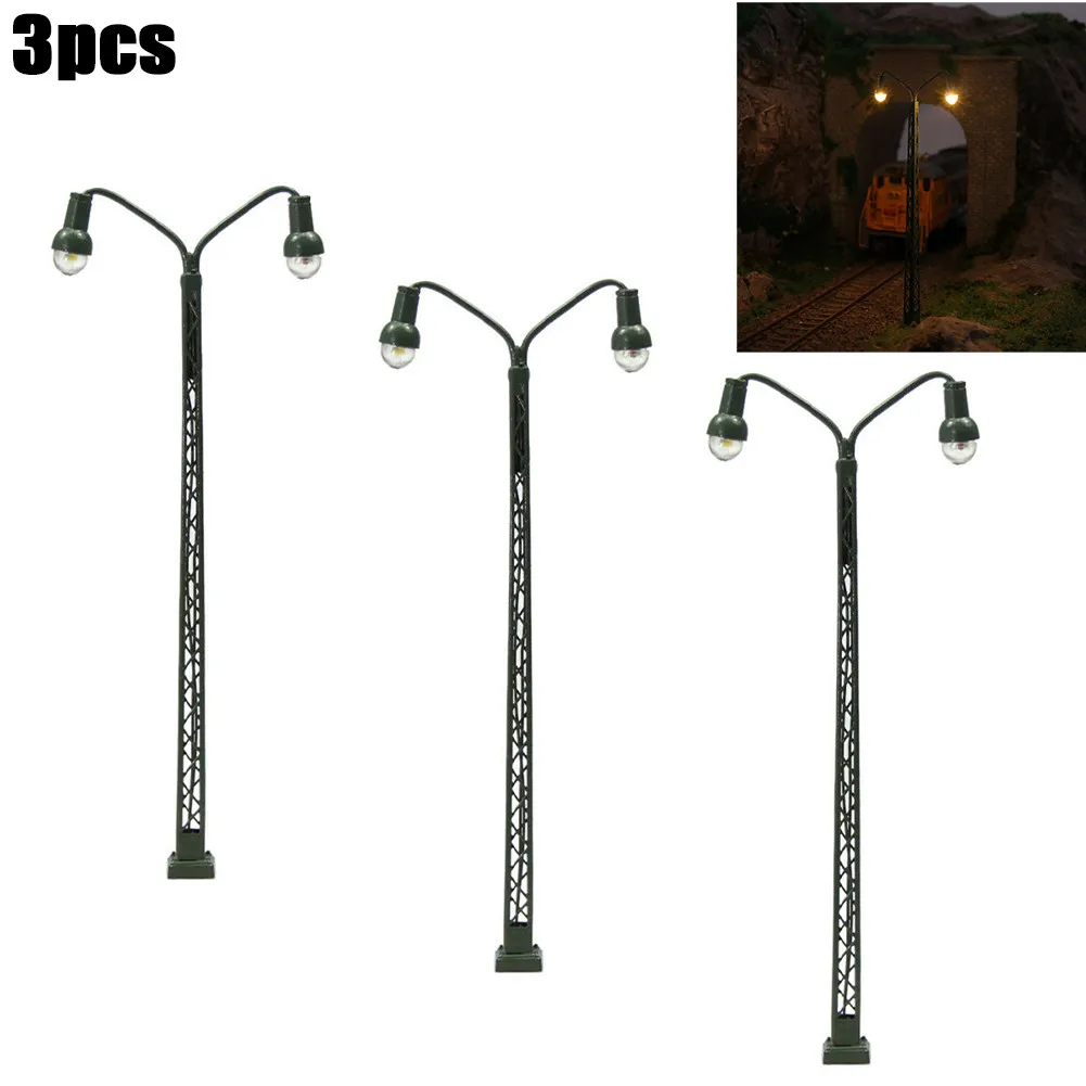 

3pcs Model Railway Lights Lattice Mast Light Track TT Model LED Garden Landscape Light Outdoor Yard Light Building Layout