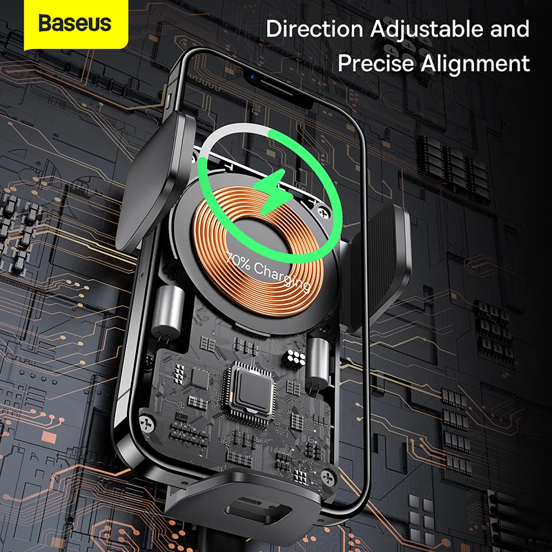 baseus car mount stand wireless charger 15w car phone holder air outlet holder wisdom auto alignment car charger phone support free global shipping