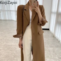koijizayoi women solid fashion long trench office lady eleagnt chic korean long coat spring autumn 2022 back split trenches