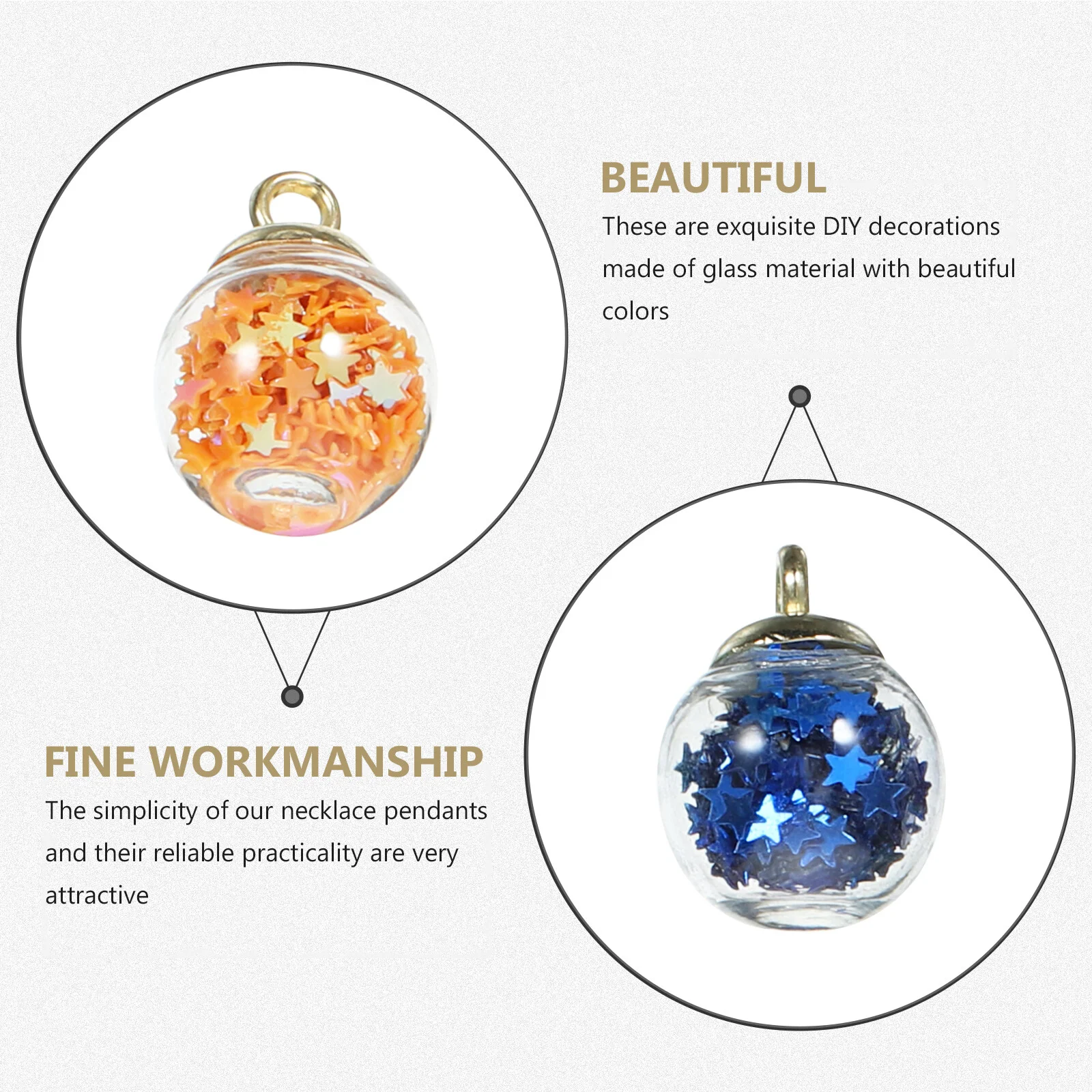 50 Pcs Ball Stained Glass Decor Pendants DIY Handmade Adorable Accessories Hanging Necklace Ornaments Decors Crafts