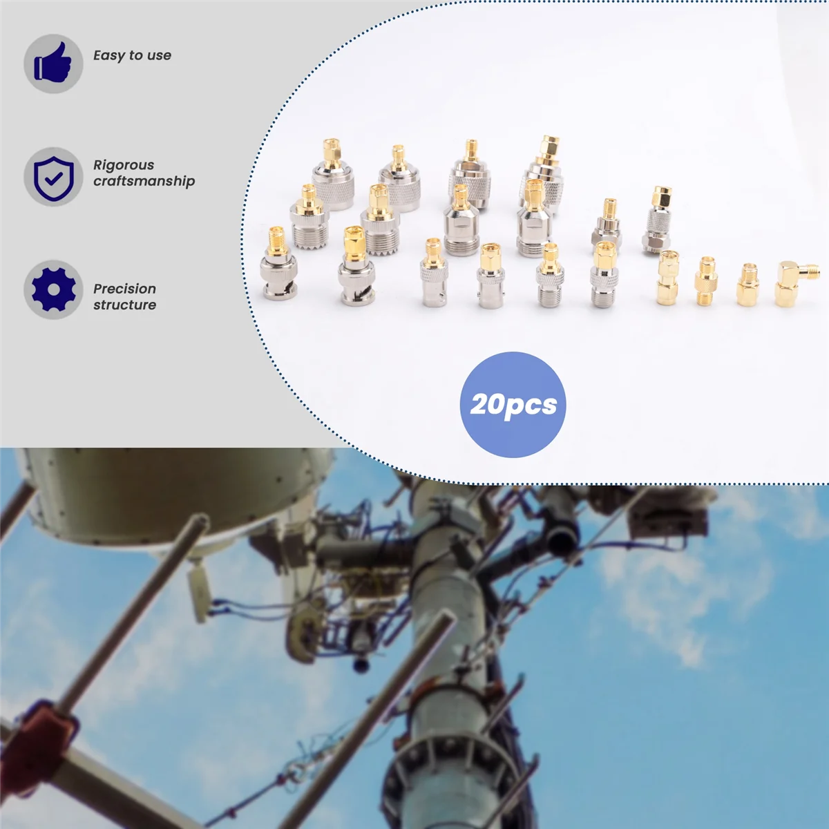 Адаптер SMA в BNC N F UHF стандартный радиочастотный адаптер тип 20 гнездо