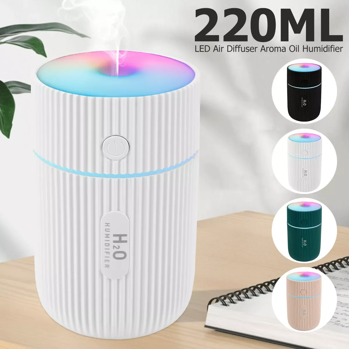 

NEW2023 220ml Car Air Humidifier with LED Colorful Light 2 Spray Modes Air Purifier USB Essential Oil Diffuser for Car Home Offi