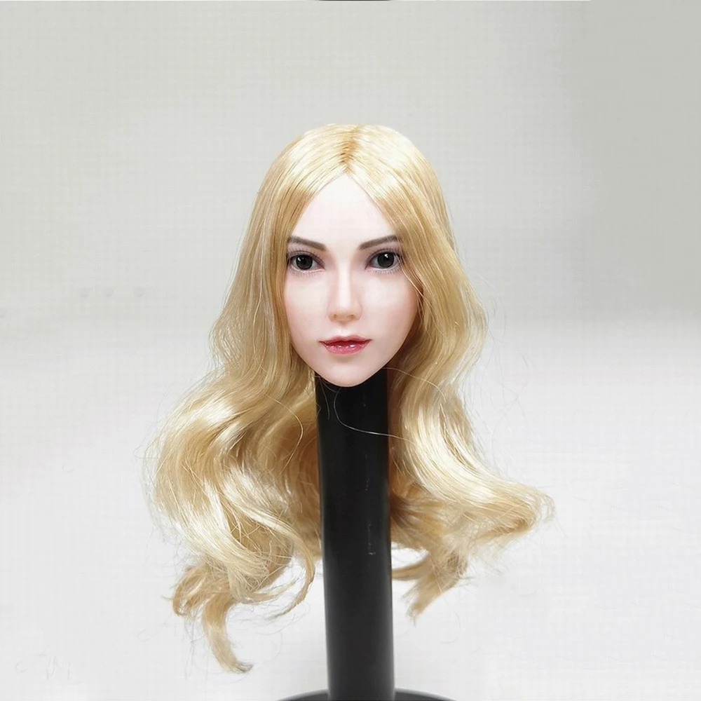 

1/6 Scale Asian Female Girl Beautiful Head Sculpt Carved Model Golden hair for 12 inches TBLeague Pale Action Figure Body Dolls