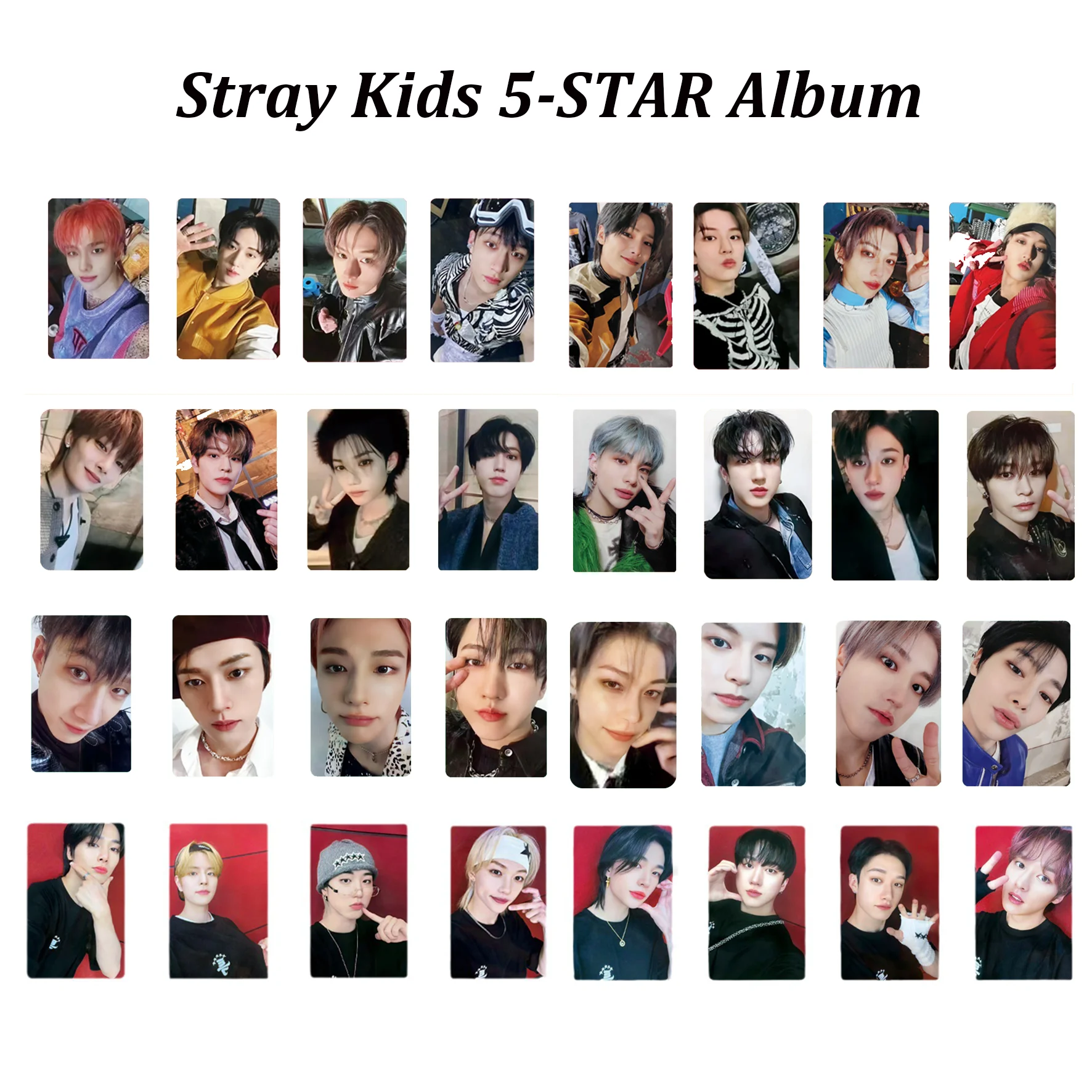 

8pcs KPOP Stray Kids 5-STARS Album Selfie PhotoCard StrayKids Two-Sided LOMO Cards HyunJin Felix LeeKnow Fans Collections