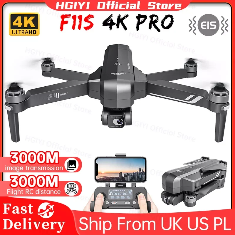 

Профессиональный Квадрокоптер F11S 4K Pro, Дрон с HD камерой, GPS, Wi-Fi, EIS, 2 оси, F11