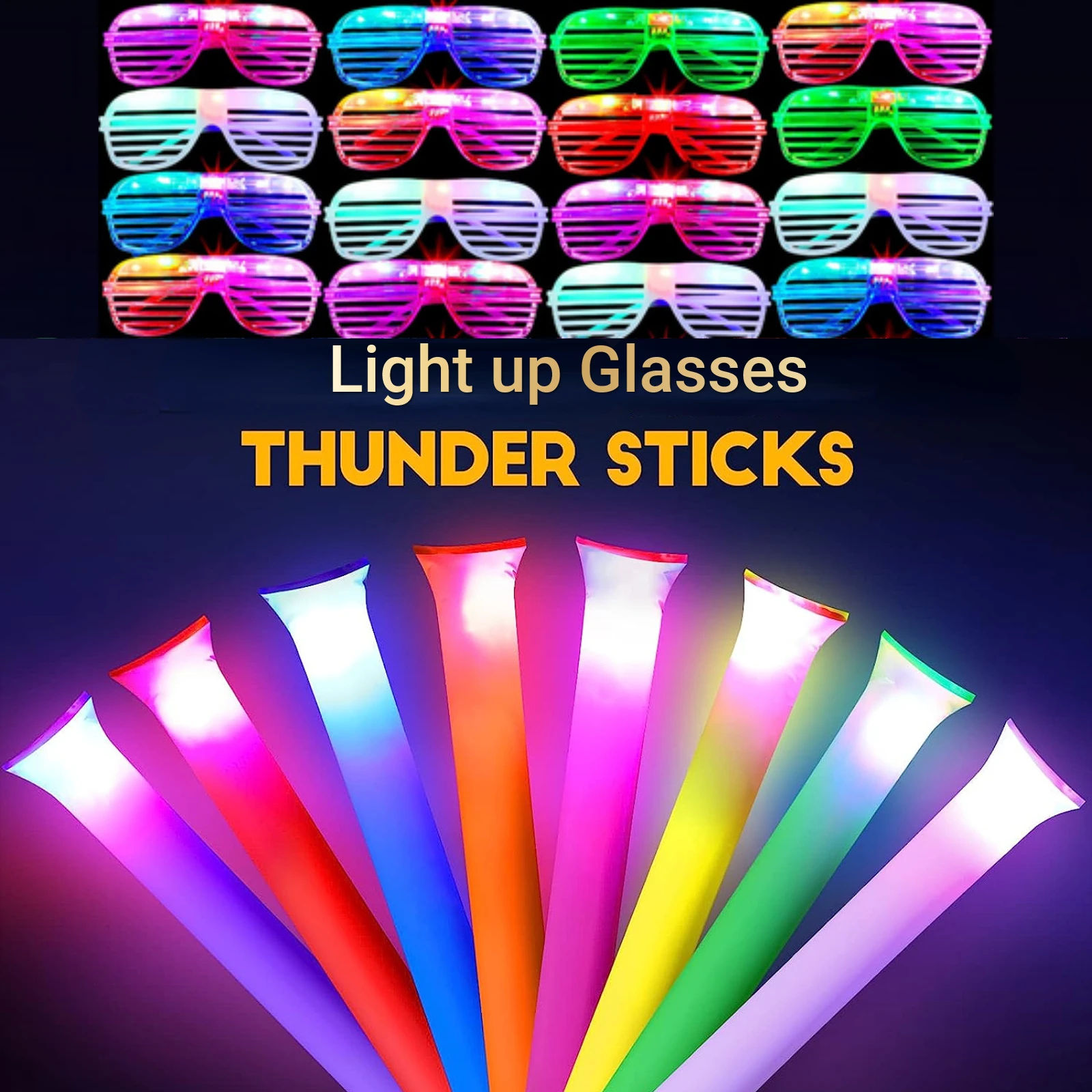 

Glow In The Dark Party Favors Inflatable LED Luminous Sticks Light Up Party Glasses Thunder Sticks for Xmas Birthday Halloween