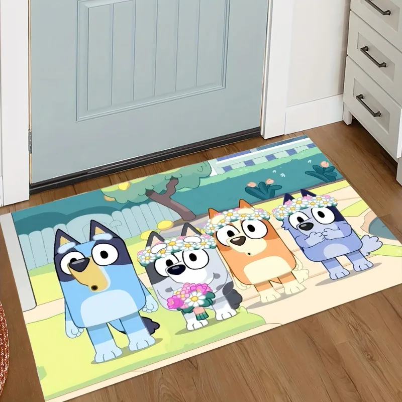 Фото Новый коврик Kawaii Bluey для прихожей, гостиной, спальни, ванной комнаты, кухни – незаменимый элемент декора для дома №5