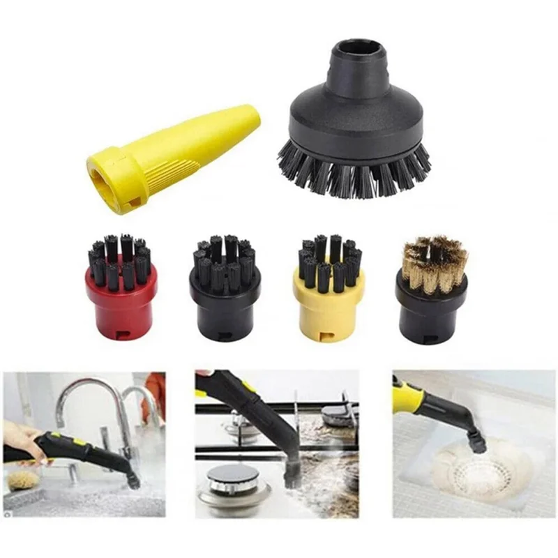 

6 Pieces Round Brush Nozzle Kit for Karcher SC1 SC2 SC3 SC4 Steam Cleaner Parts