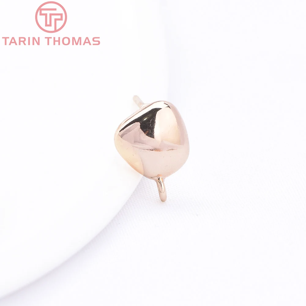 (8822) 6 шт. 7 5x10 мм латунные серьги-гвоздики неправильной формы цвета 24-каратного