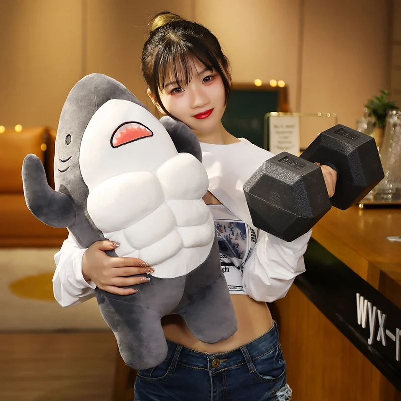 45-60cm Kawaii Funny Muscle Shark Plush Toy Hug Pillow Stuffed Animal Shark Plushies Doll Gift Doll for Kids Gir