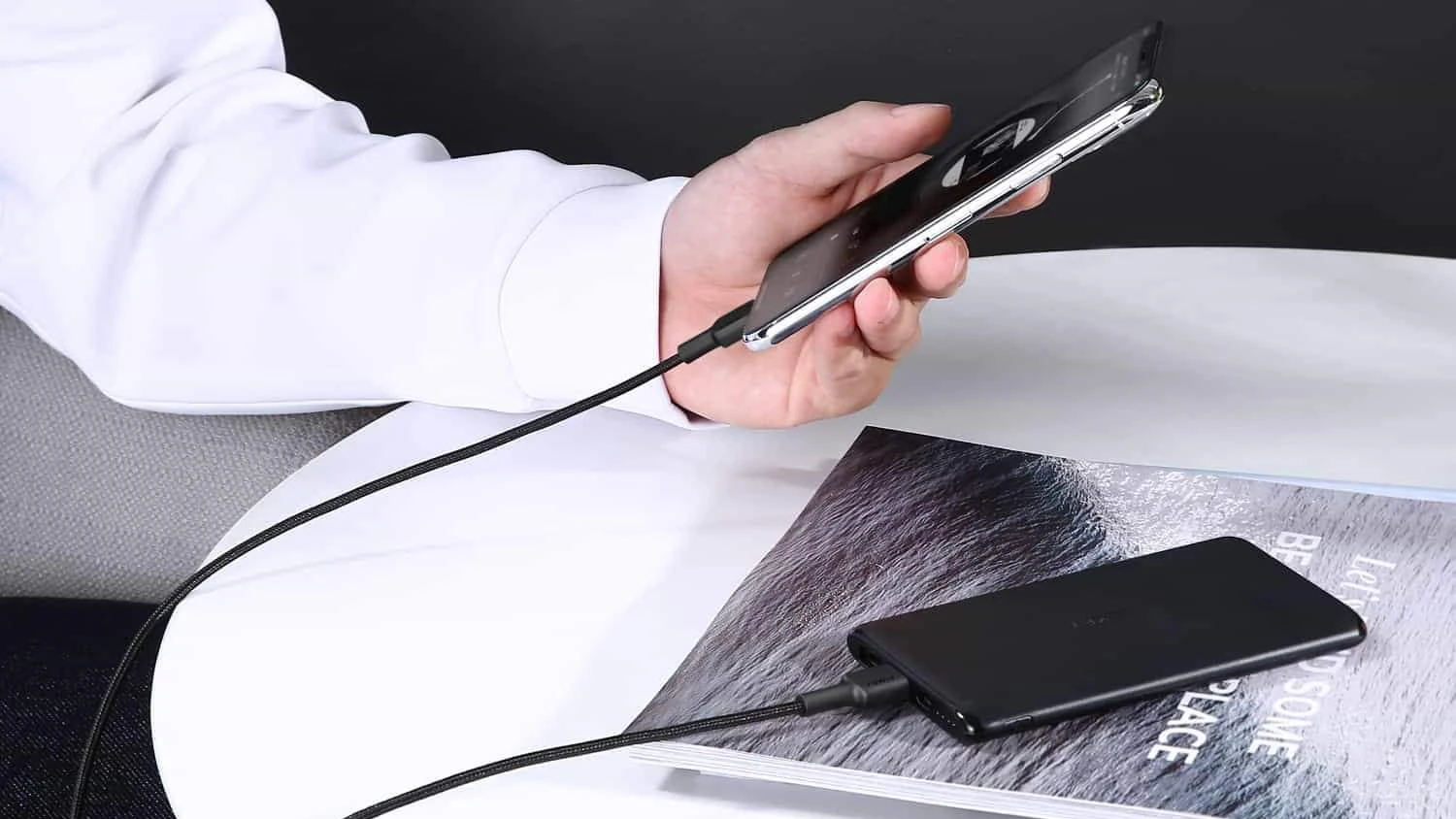 Cable for iPod iPhone iPad Aukey braided nylon (cb-cl1) USB-C to Lightning 1.2m (black) | Электроника