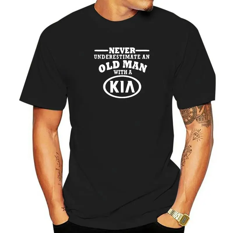 Новая мужская футболка KIA Motors никогда не подучит стариков размер S-5XL, черная Летняя мужская модная футболка, удобная футболка