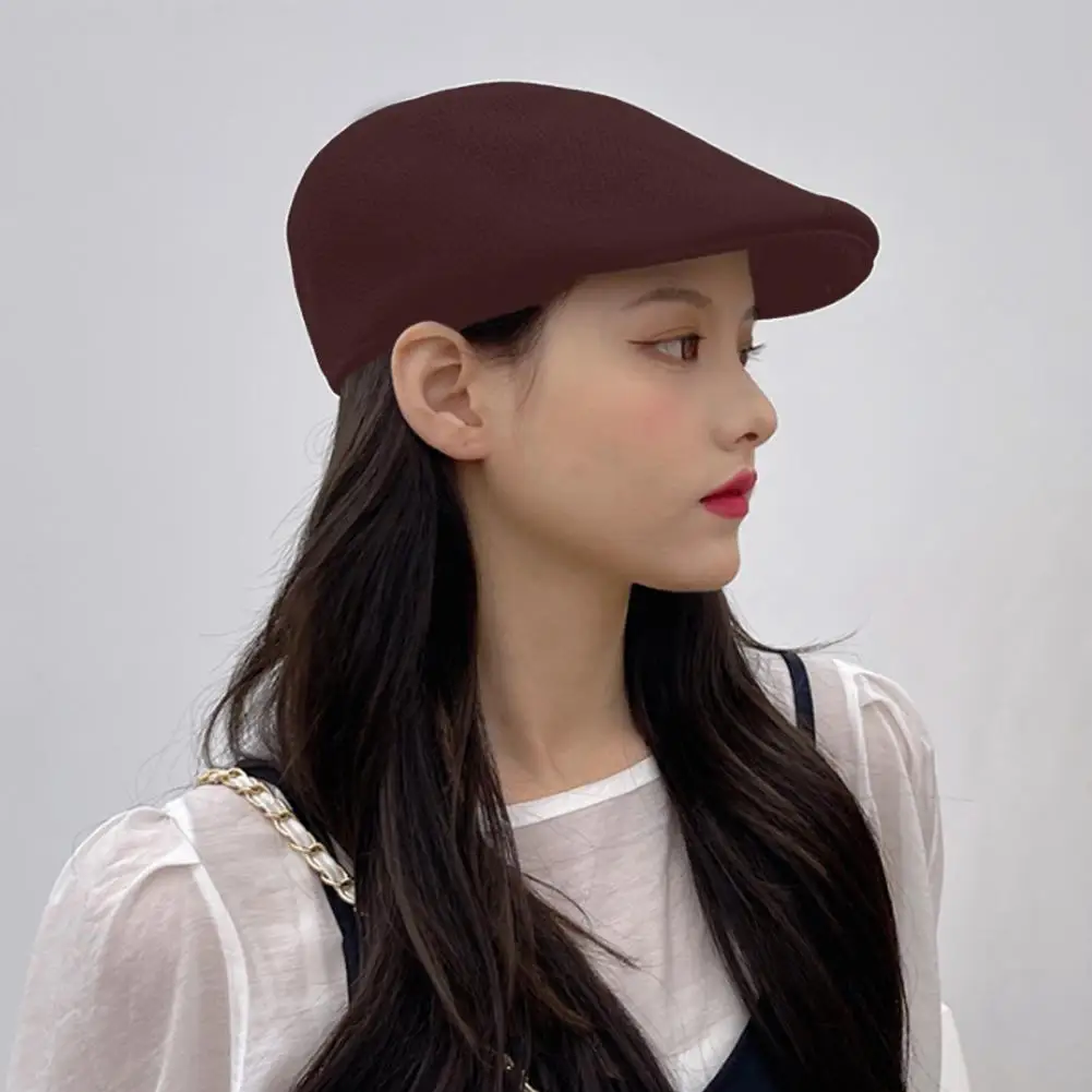 

Women Men Beret Breathable Elastic Mesh Sun Hat Solid Color Anti-UV Painter Hat Flat Peaked Male Beret Hat Fashion Accessories
