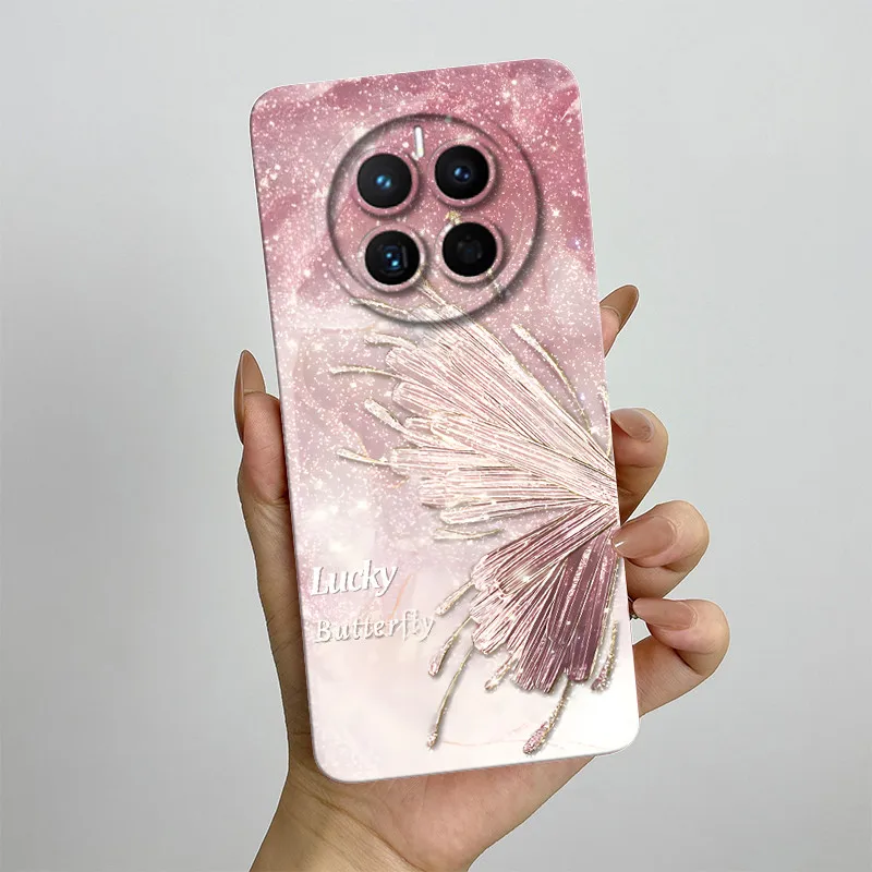 For Huawei Mate 50 50e Phone Case CET-LX9 CET-AL60 Soft Silicone Sweet Painted Protective Back Cover Cute Cartoon Printed Casing