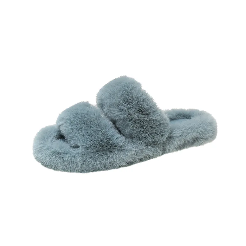 Fashionable Woolen Slippers women wear 2022 new Korean version of thick-soled shoes autumn and winter household cotton slippers