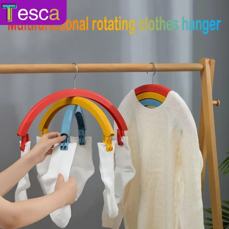 

Kitchen Organizer Rainbow Clothes Hanger Dual Purpose Detachable Clothes Hanger Clip Multifunctional Space Saving Clothes Rack