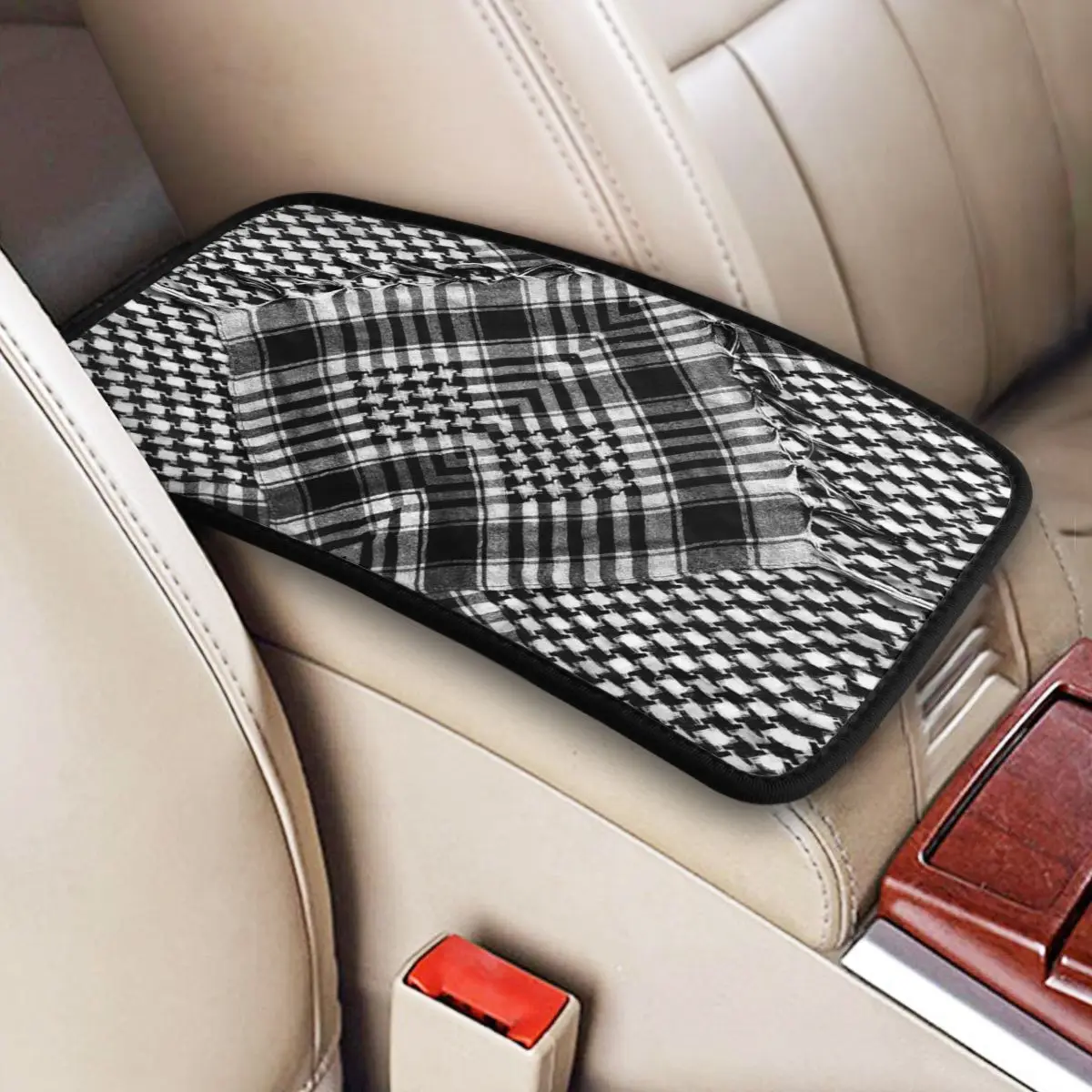 

Car Armrest Cover Mat Leather Shemagh Tactical Bandana Arabic Palestine Center Console Pad Palestinian Automobiles Armrest Pad