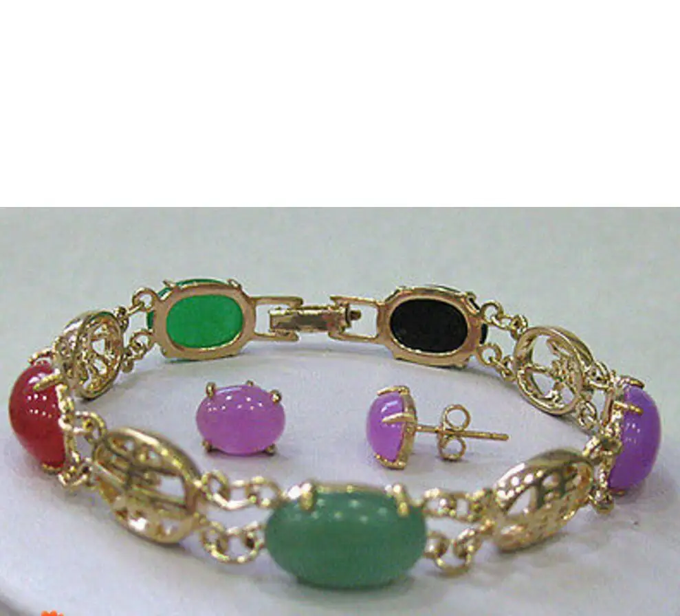 

Stunning Multicolor stone Jewelry bangle bracelet earrings set watch wholesale Quartz stone CZ crystal
