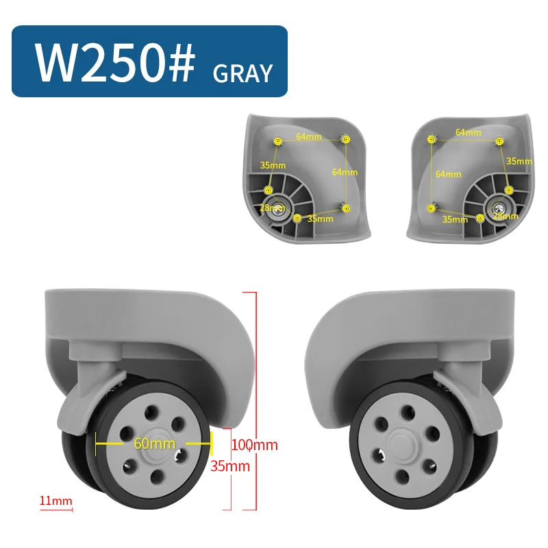 W250 Luggage Universal Wheel Accessories Wheel Travel Luggage Aircraft Silent Wheels Casters General Maintenance 20 Inch 28 Inch