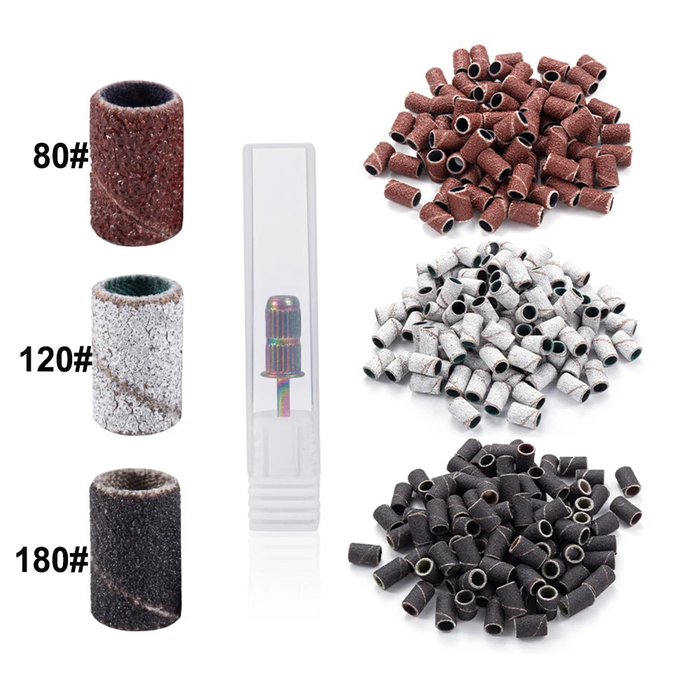 

100pcs/Pack 80# 120# 180# Nail Sanding Bands Polishing Pedicure Manicure Machine Accessories Gel Acrylic Polish Remover Bits
