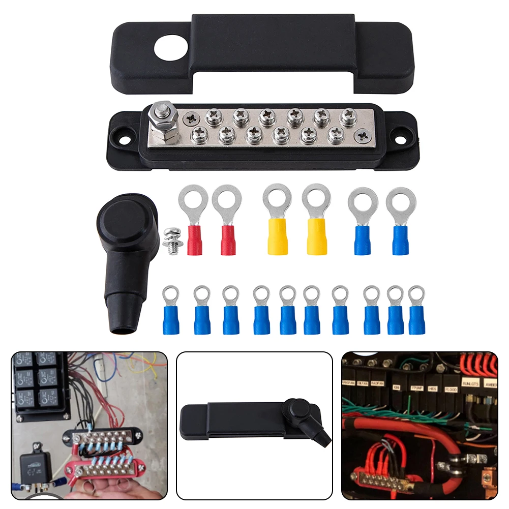 

Accessories New Replace Terminal Block 180A 12V DC Bar Power Busbar Bus Distribution Block Zinc Alloy 12 Point