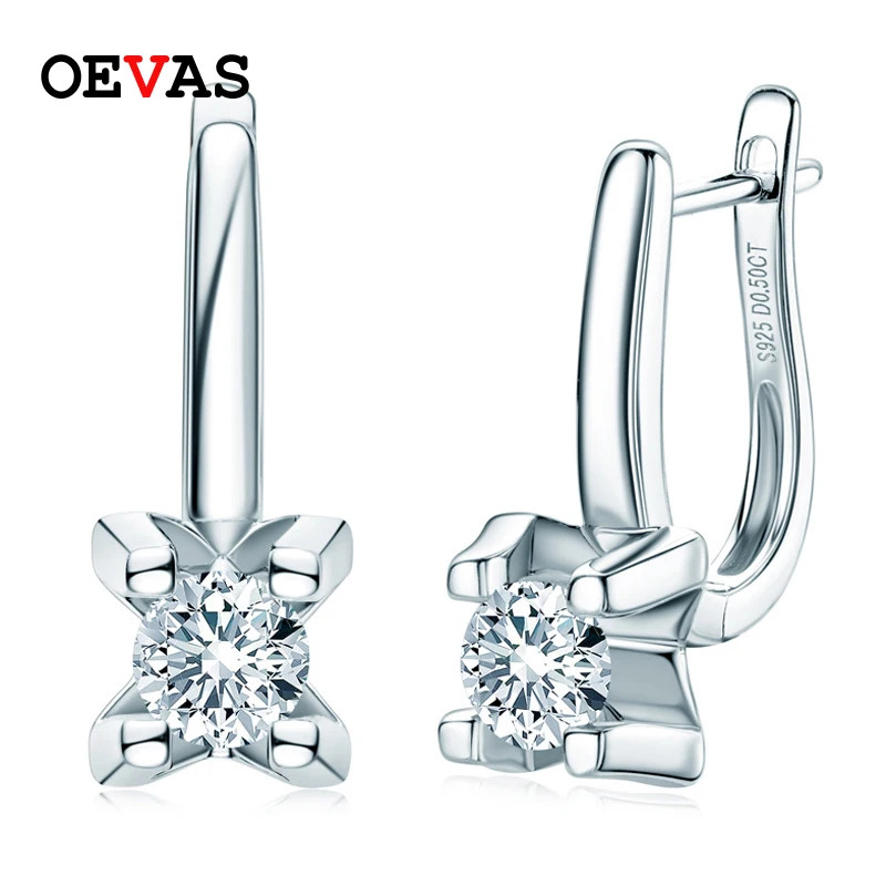 

OEVAS Real 0.5 Carat 5mm D Color Moissanite Stud Earrings For Women 100% 925 Sterling Silver Wedding Party Gifts Fine Jewelry