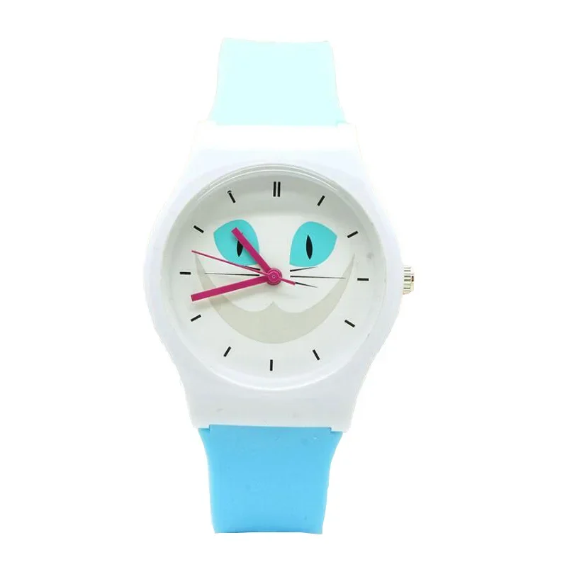 Модные детские часы с рисунком кота повседневные спортивные большим циферблатом