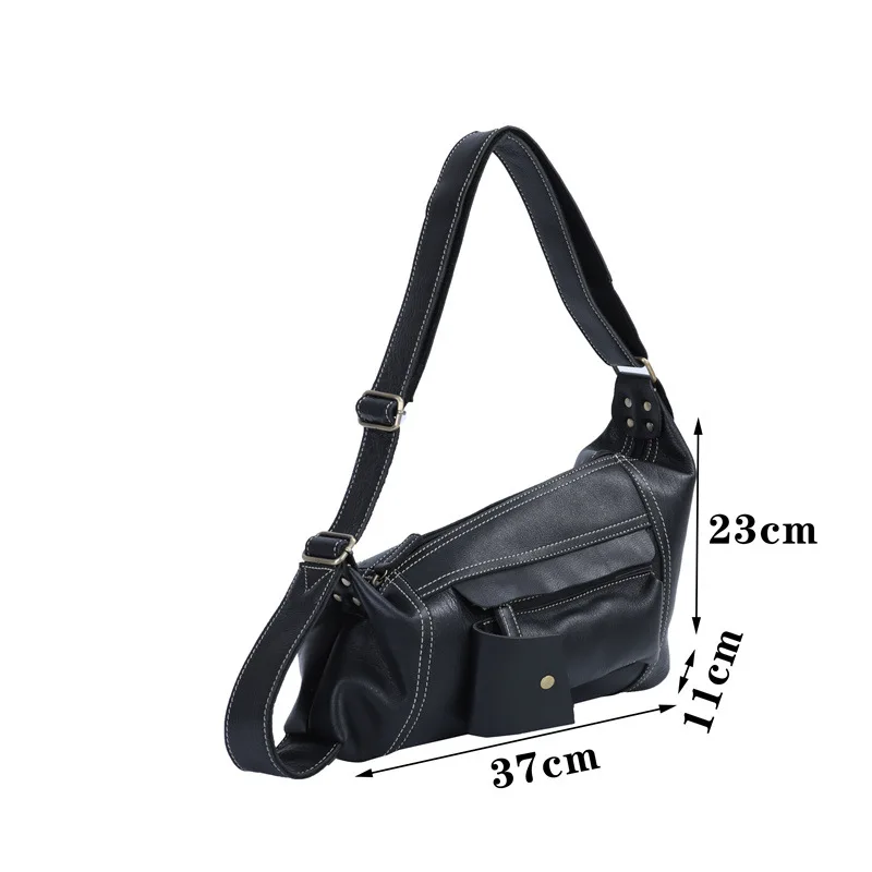 Genuine Leather Chest Bag For Men High-Capacity Male Shoulder Bag Business Crossbody Bag Vintage Man Sling Messenger Bag