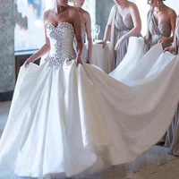beautiful beaded crystals sweetheart ballgown wedding dresses sweep train plus size bridal gown vestido de novia