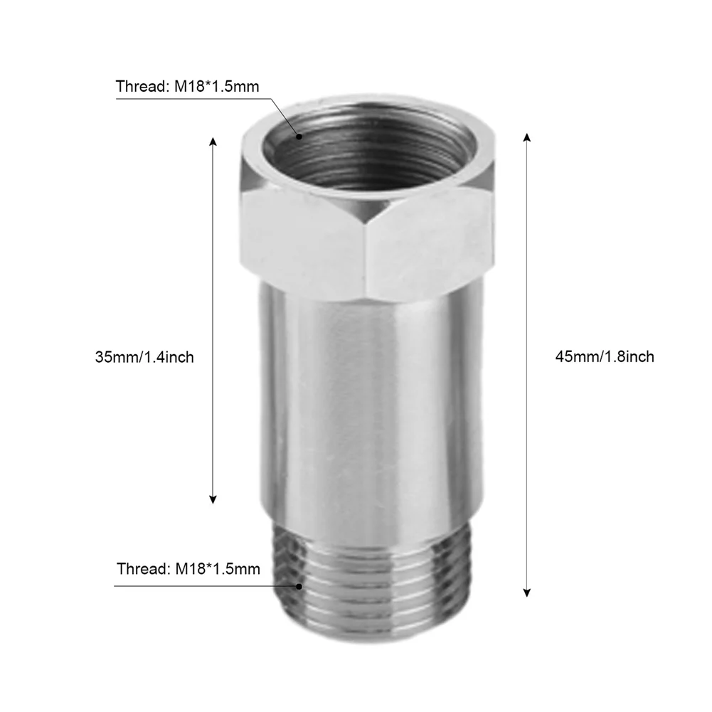 

O2 Oxygen Sensor Connector M18X1.5 Oxygen Lambda O2 Sensor Extender Check Exhaust Engine Lights Spacer Exhaust Silver