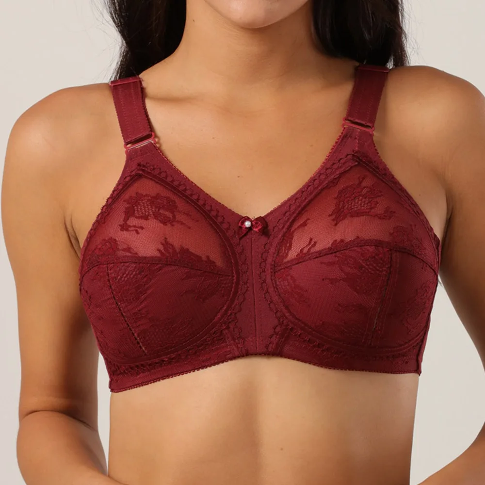 

Big Minimizer Bras Large Size Lace Bra Women Sexy Unlined Full Coverage Ultra Thin Wireless Adjusted-straps Underwear Sujetador