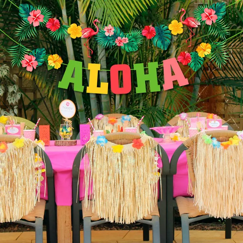Tropical Hawaiian Party Decoration Hawaii Party Supplies Flamingo Decor Luau Wedding Birthday Party Accessories Aloha images - 6