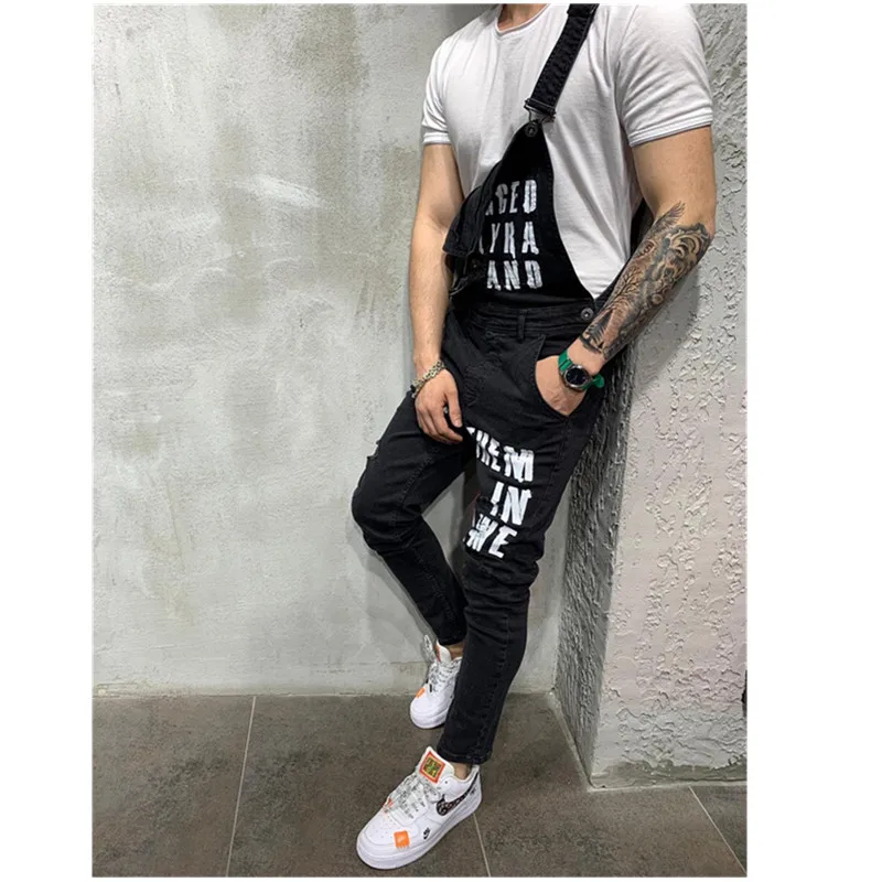Fashion New Men's Pants Frayed Lettering Decoration Pencil Pants Clothing High Quality Blue Black Jeans Pantalones Hombre Urbano
