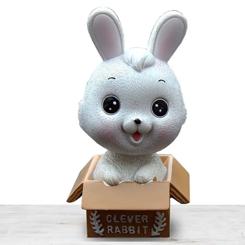 

Shaking Head Toys For Cars Bobble Head Animal Doll Resin Car Dashboard Ornaments Rabbit Sculpture For Baskets Car Dashboard