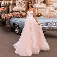 jeheth strapless sweetheart tulle wedding dresses lace appliques a line backless bridal gowns sweep train robe de mari%c3%a9e 2022