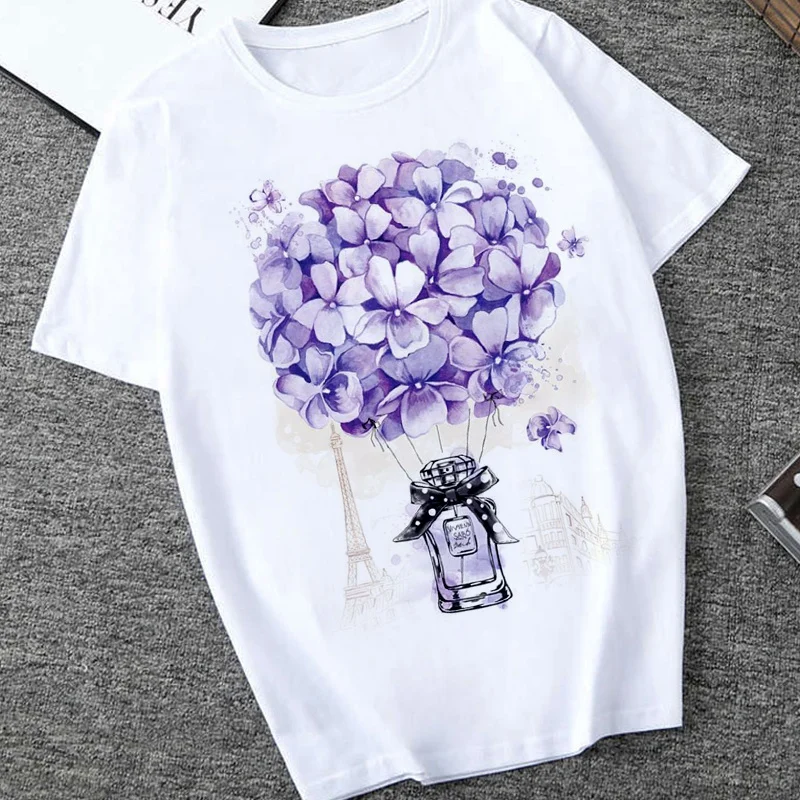

Wanita 2020 Musim Panas Lengan Pendek Floral Bunga Cetak Wanita T-shirt Harajuku Kasual T Shirt Fashion Grafis Wanita Tshirt