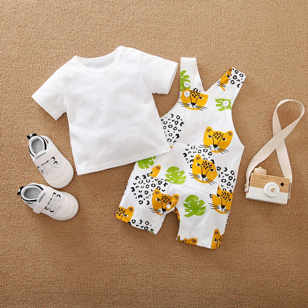 2 шт. детский летний комбинезон с принтом в виде животных |