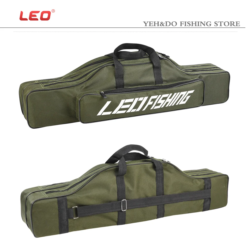 

LEO Double Layer 80cm Fishing Bag Oxford Cloth Folding Fishing Rod Bag Reel Bag Fishing Equipment Storage Bag Travel Carry Case