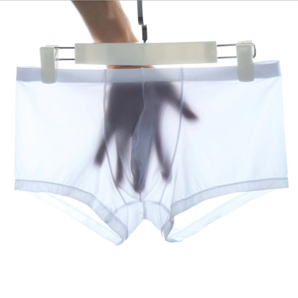 

Men Trunks Sexy Sheer See Through Boxers Wet Seductive Briefs Translucent Underwear Mesh Shorts Pouch Bulge Underpants Male