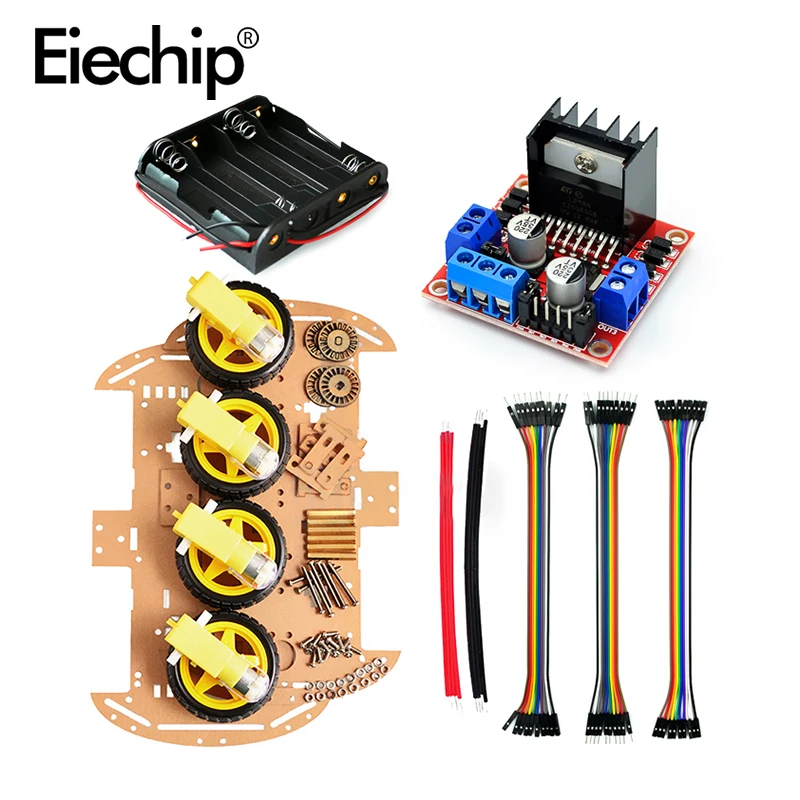 1 set Smart Robot Car 4WD Chassis Kit Tracking obstacle avoidance for Arduino Raspberry Pi with L298N driver module | Электронные