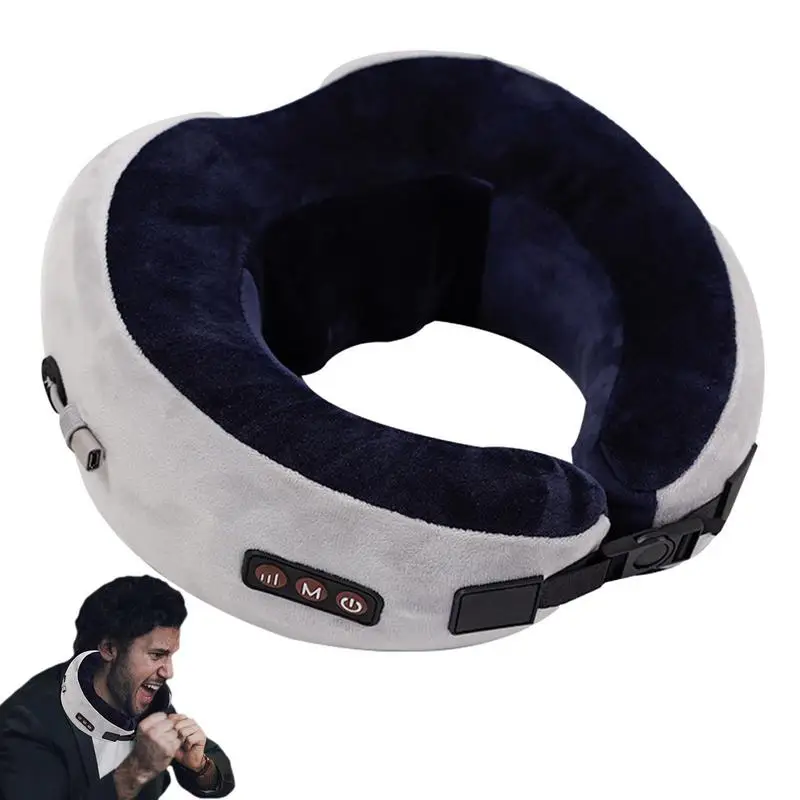 

Travel Pillow Massager Memory Foam Deep Tissue Pillow For Cervical Spine Portable Neck Support Pillow With 3 Modes For Relief