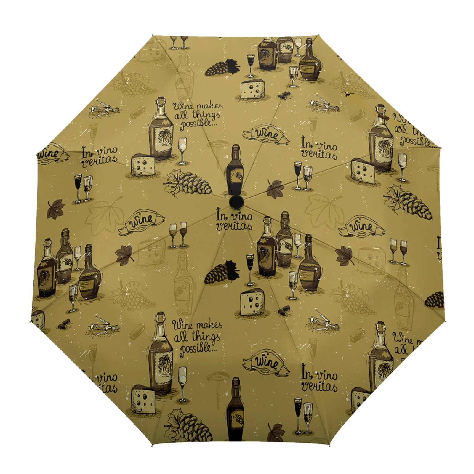 

Wine Retro Grapes Summer Umbrella for Travel Outdoor Male Female Rain Umbrella Fully-automatic Printed Umbrella
