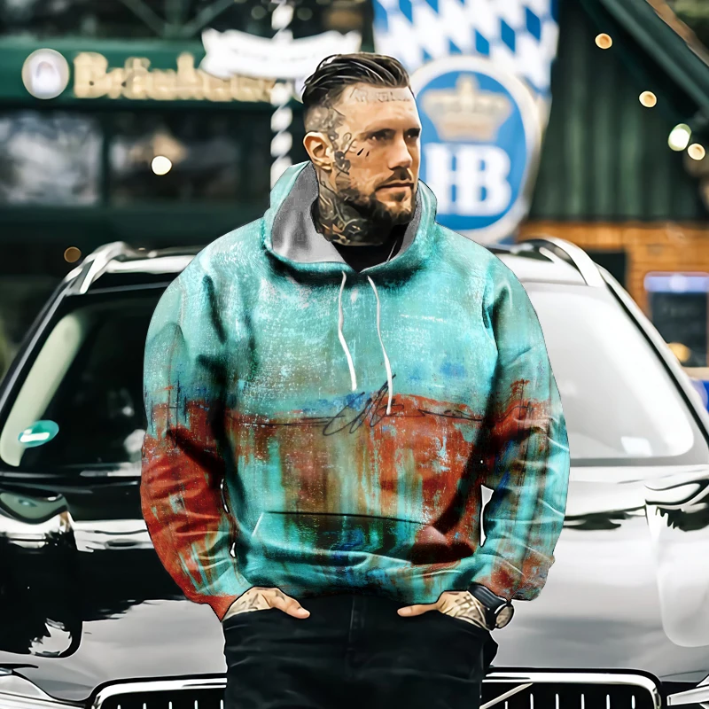 Мужская толстовка с длинным рукавом черная в стиле ретро европейском и