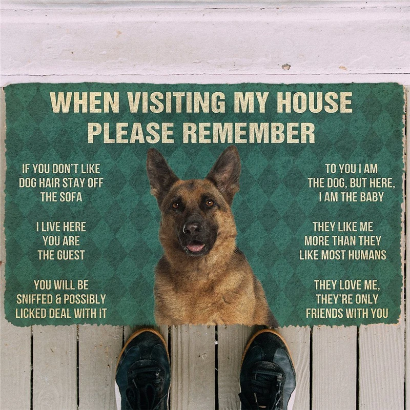 

Please Remember German Shepherd Dogs House Rules Doormat Decor Print Carpet Soft Flannel Non-Slip Doormat for Bedroom Porch